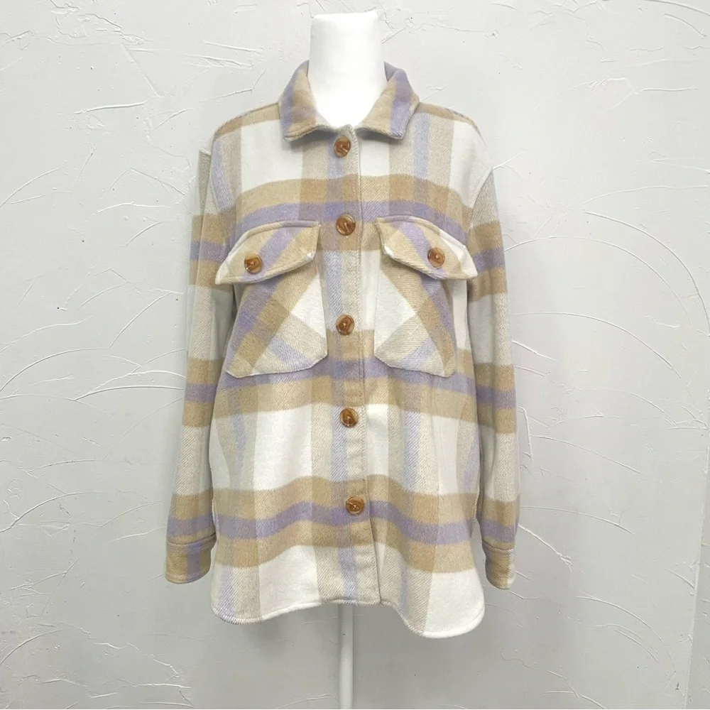 Blank NYC Mountain Top White Multi Plaid Shacket - Picture 8 of 16
